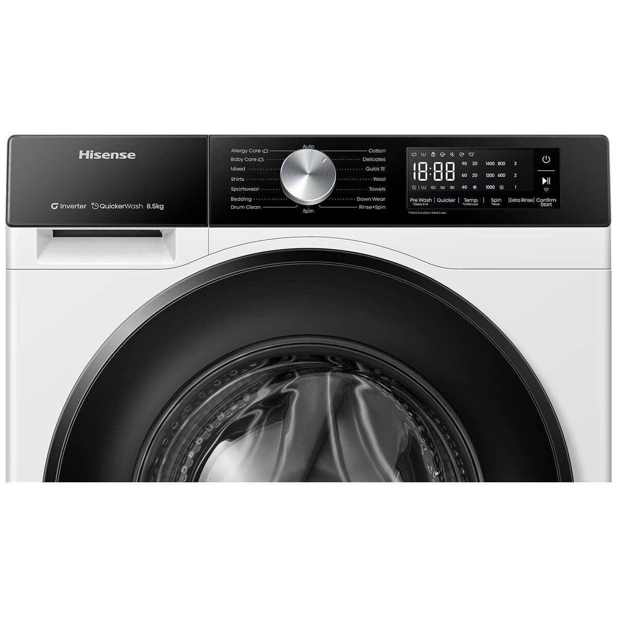 Hisense Series 3 8.5kg Front Load Washing Machine - Jet Wash, Steam Function, 1400rpm Spin - HWF3S8514X