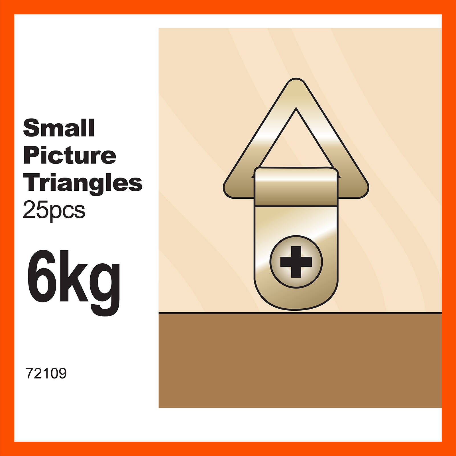 Everhang 6kg Brass Plated Steel Picture Hanging Triangle D-Ring - 25 Pack
