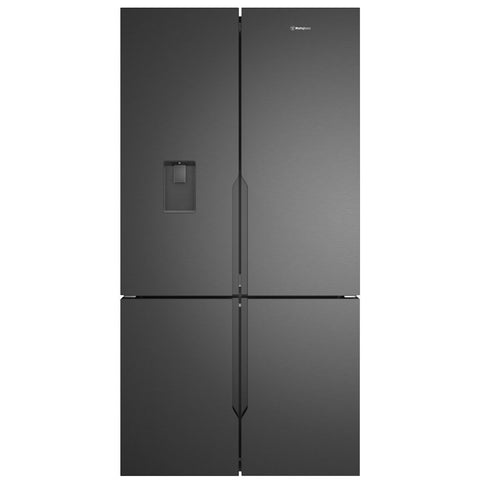 Westinghouse 564L Plumbed Quad French Door Fridge - Matte Black, Water Dispenser, Auto Icemaker - WQE5650BA