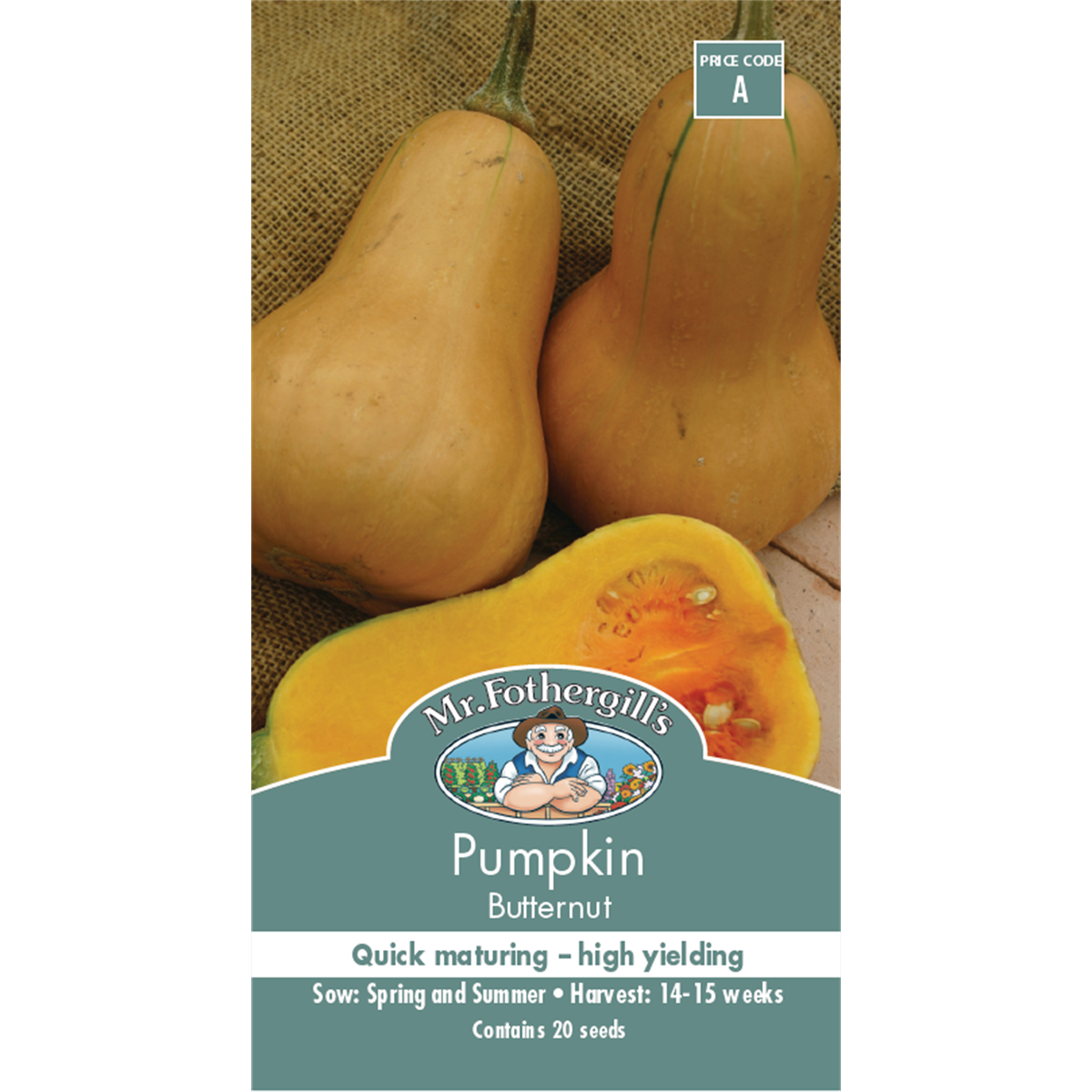 Mr Fothergill Butternut Pumpkin Seeds 75mm Orange High Yield - SuperSaverAU - view 1