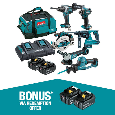 Makita 18V Brushless 6 Piece Combo Kit DLX6136TX1 - Durable Tools - Ergonomic Design - SuperSaverAU - view 1