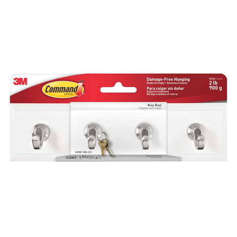 Command White Adhesive Key Rail Rack Damage-Free