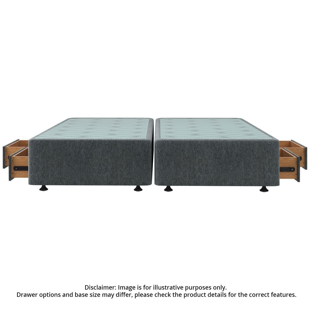 Sealy Spacesaver Right Side Drawer Split Queen Bed Base - Charcoal - 40kg Drawer Capacity - SVR-CHA-SQN