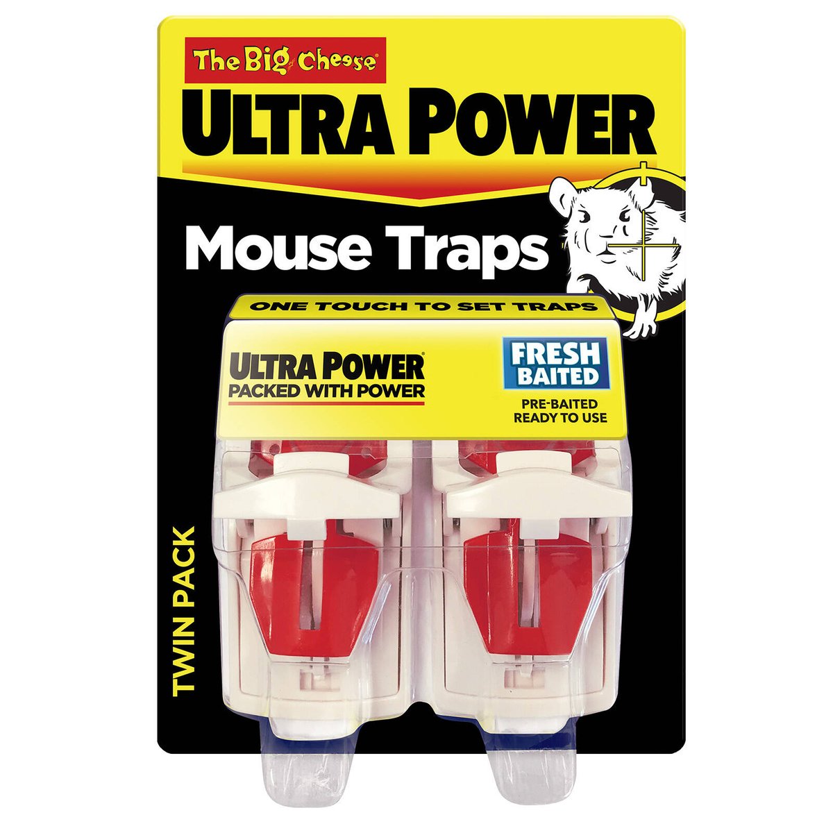 The Big Cheese Ultra Power Mouse Trap 2 Pack, Reusable, Indoor & Outdoor