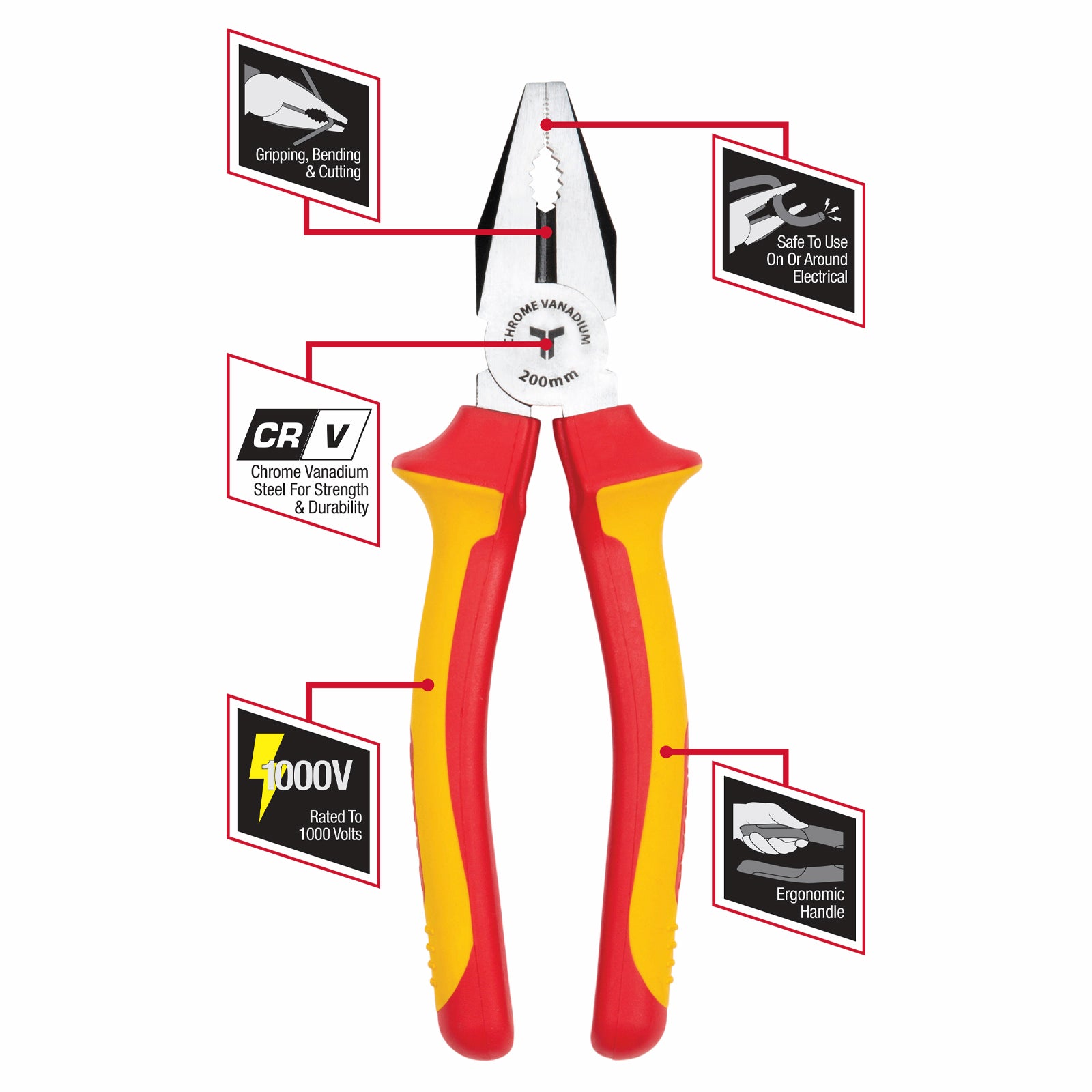 Trojan 200mm VDE Combination Plier CRV