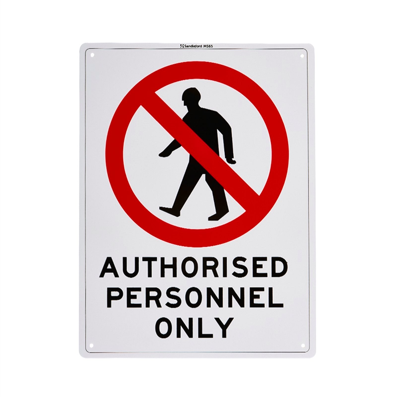 Sandleford Authorised Personnel Only Sign 300 x 225mm Polypropylene White/Black/Red