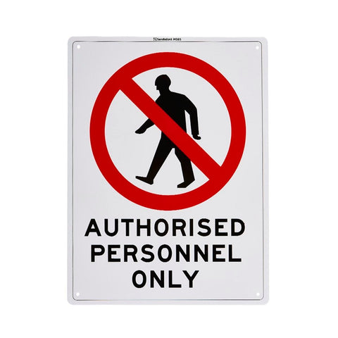 Sandleford Authorised Personnel Only Sign 300 x 225mm Polypropylene White/Black/Red