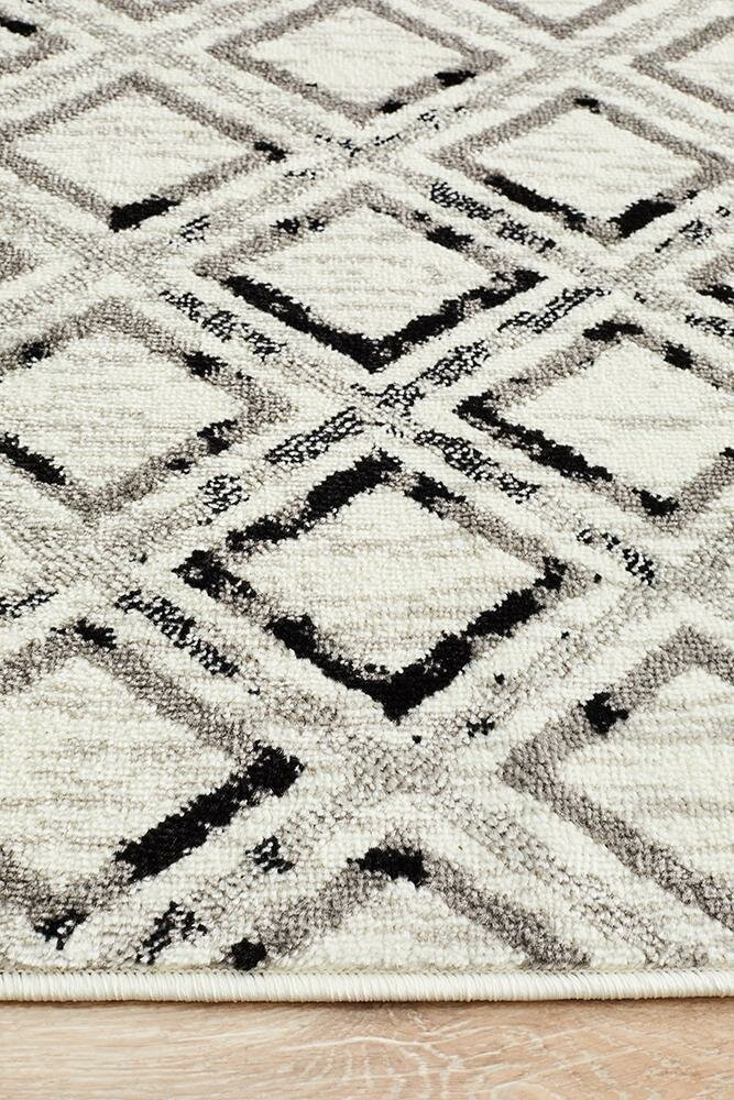 Rug Culture Metro Extra Large Rug 330x240cm - Black White Power Loomed Polypropylene - MET-607-BLWH-330X240