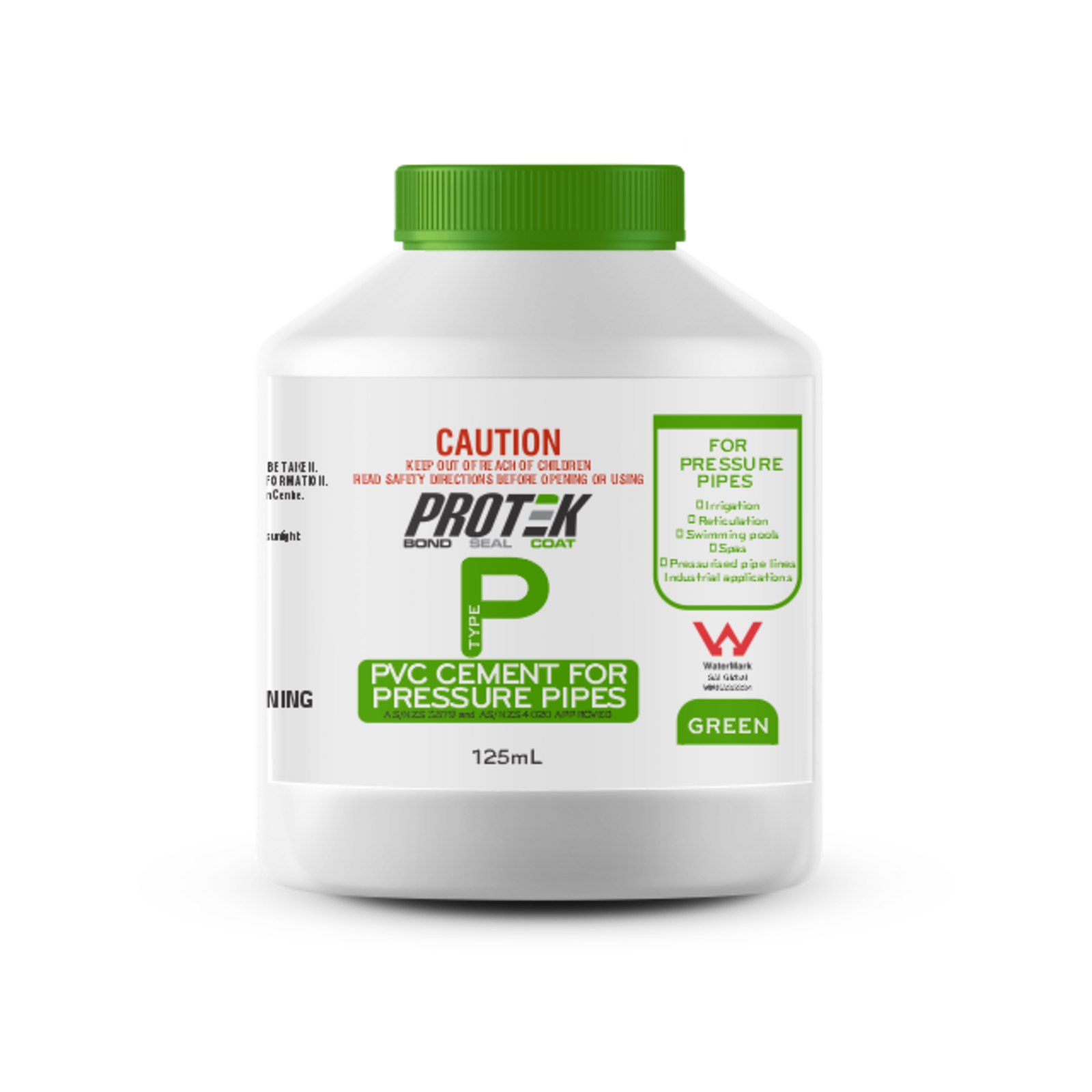 Protek Type P Green PVC Solvent Cement 125ml, For High Pressure PVC-U Pipe