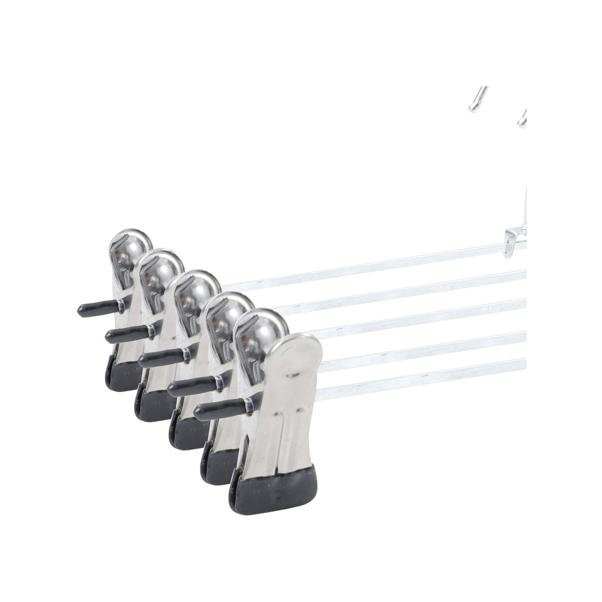 All Set Adjustable Metal Clothes Hangers 5 Pack - 35cm Silver Iron with Clips