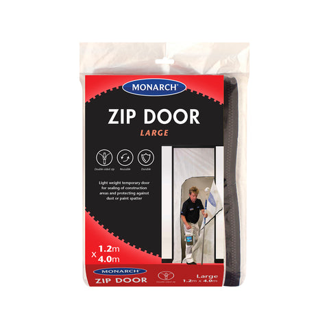 Monarch Commercial Woven Plastic Zip Door 1.2m x 4m - Dust Barrier
