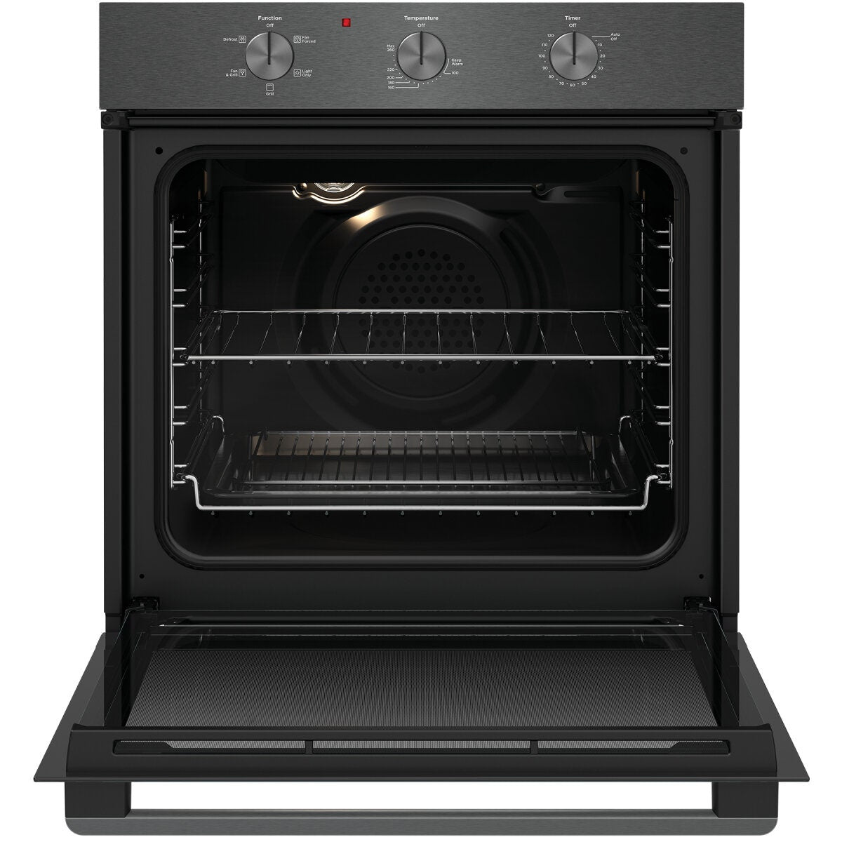 Westinghouse 60cm multi-function oven - 80L, dark stainless steel, 10A plug and lead, 2 hour timer - WVE6314DD