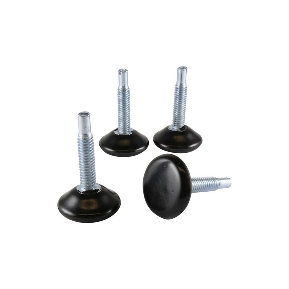 Surface Gard 30mm Black Round Steel Adjustable Base Furniture Glide - 4 Pack