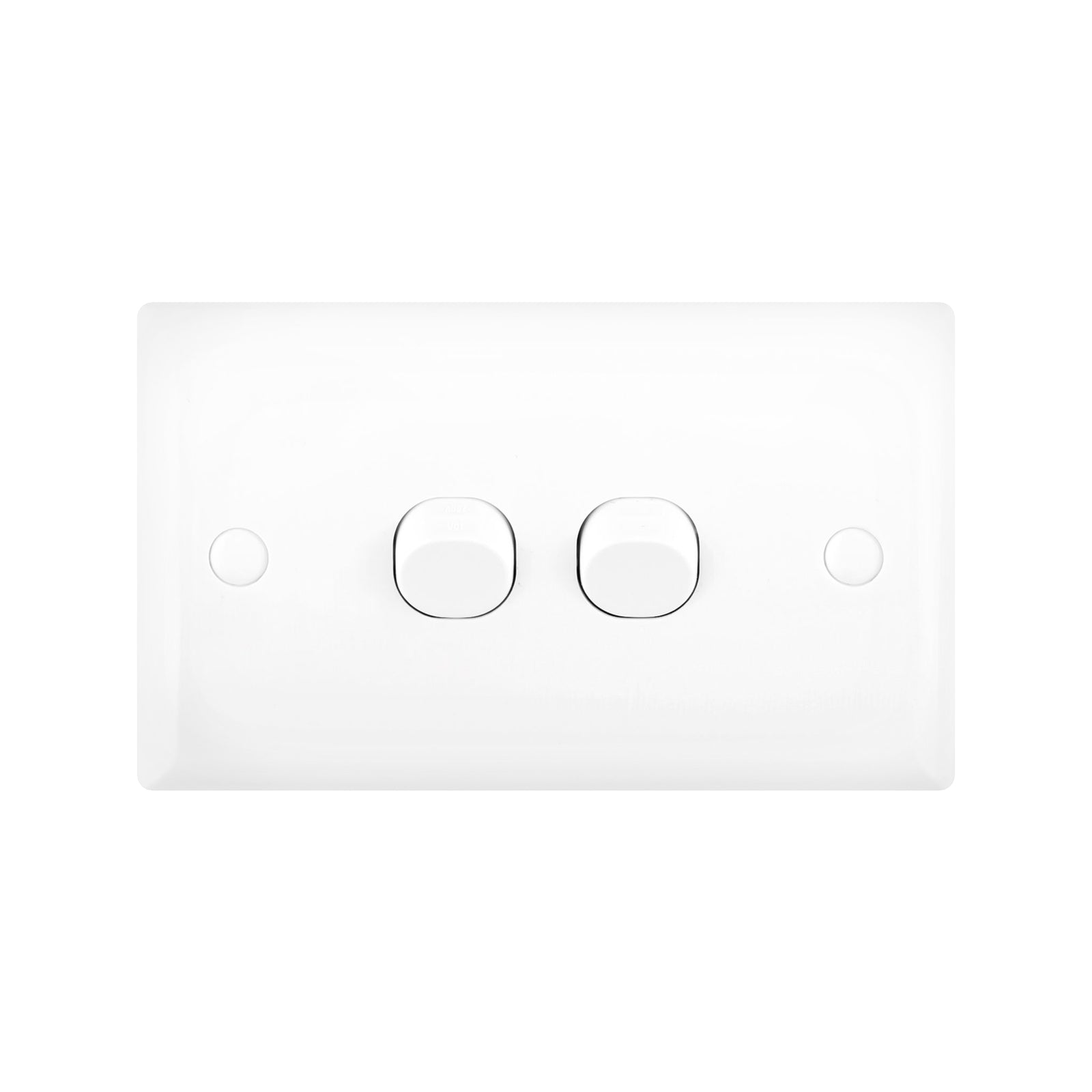 DETA White Solid Plate Double Switch - 2 Gang Polycarbonate 240V