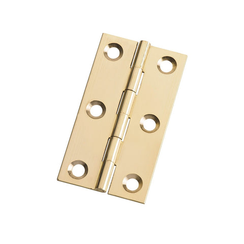 Lane 65 x 35 x 1.2mm Solid Brass Fixed Pin Butt Hinge, Indoor & Outdoor, 2 Pack