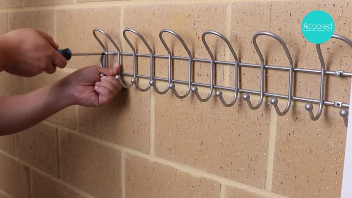 Adoored Decorative Hook Rack - 6 Hooks - Satin Chrome - Easy Installation - SuperSaverAU - view 5