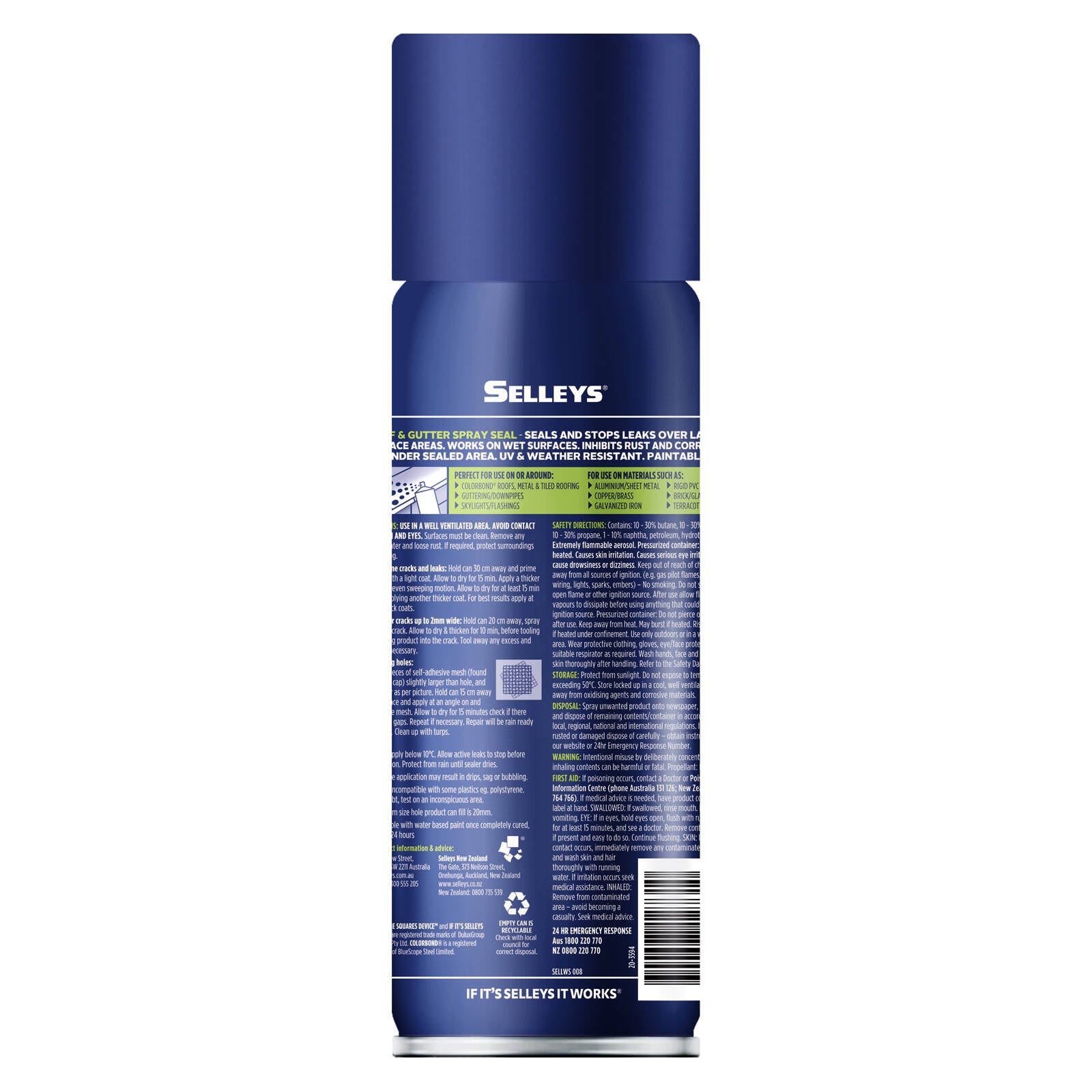 Selleys Roof and Gutter Spray Sealant 315g - Translucent, Solvent Based for Outdoor Leak Repairs