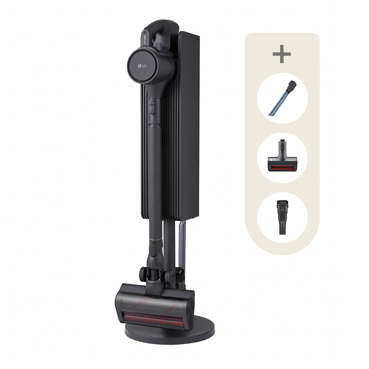 LG CordZero stick vacuum cleaner - 220W suction, auto-emptying tower, LED crevice tool, graphite - A9L-STORM