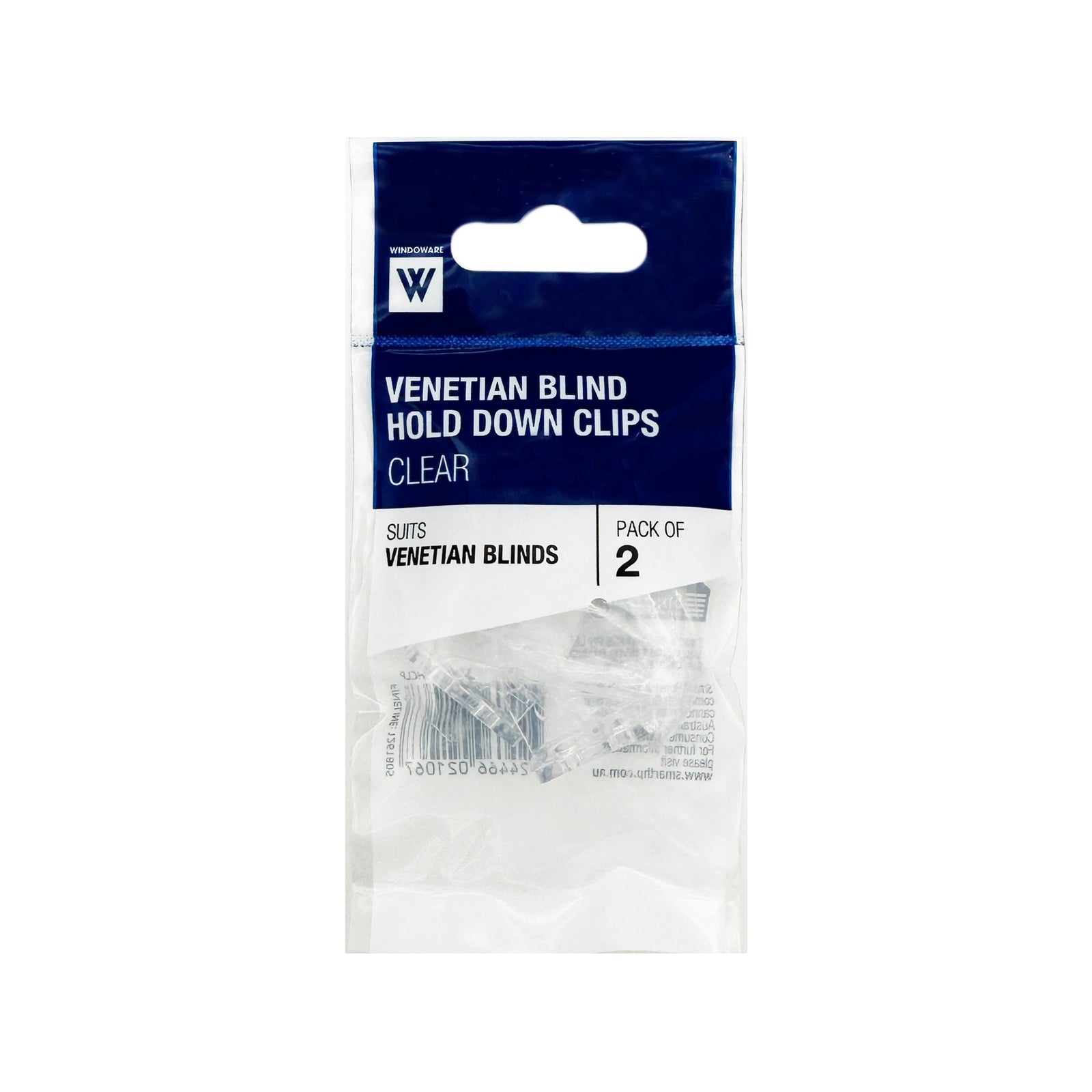Windoware Venetian Blind Hold Down Clip Clear - 2 Pack