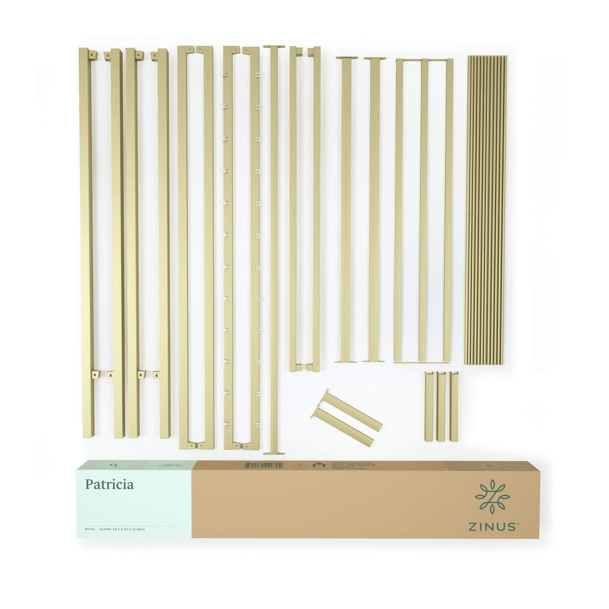 Zinus Double Metal Canopy Bed Frame - Gold Steel Frame, Slatted Support, 250kg Capacity - AU-CPBFG-D