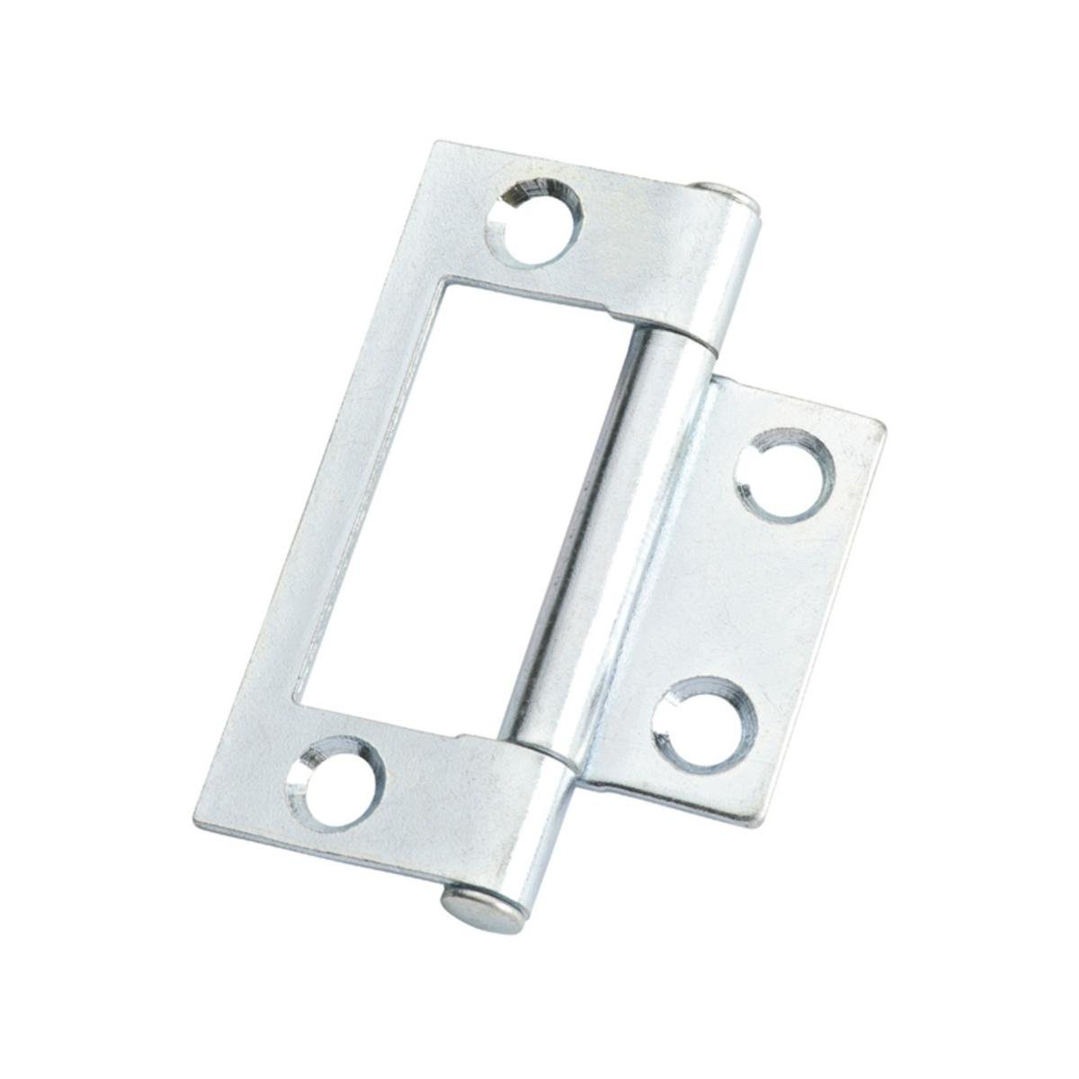 Lane 50 x 40 x 1.2mm Zinc Plated Fixed Pin Easy Fit Non-Mortise Hinge, 2 Pack