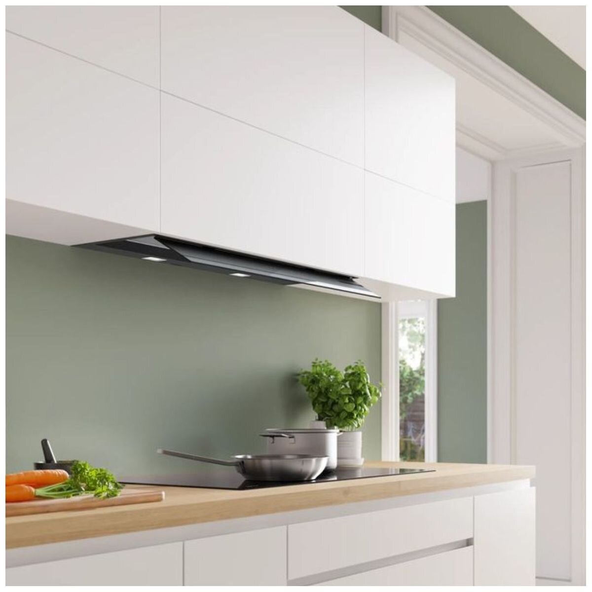 Bosch Series 8 90cm Integrated Rangehood - Matte Black - 851m³/h, 5 Fan Speeds, Smart - DBB98ET60A