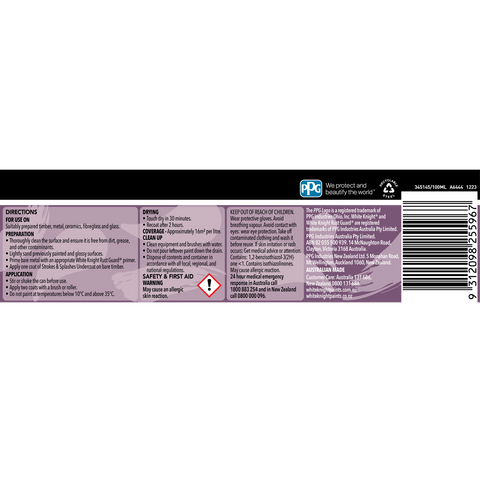 White Knight 100ml Purple Strokes & Splashes Water-Based Gloss Paint