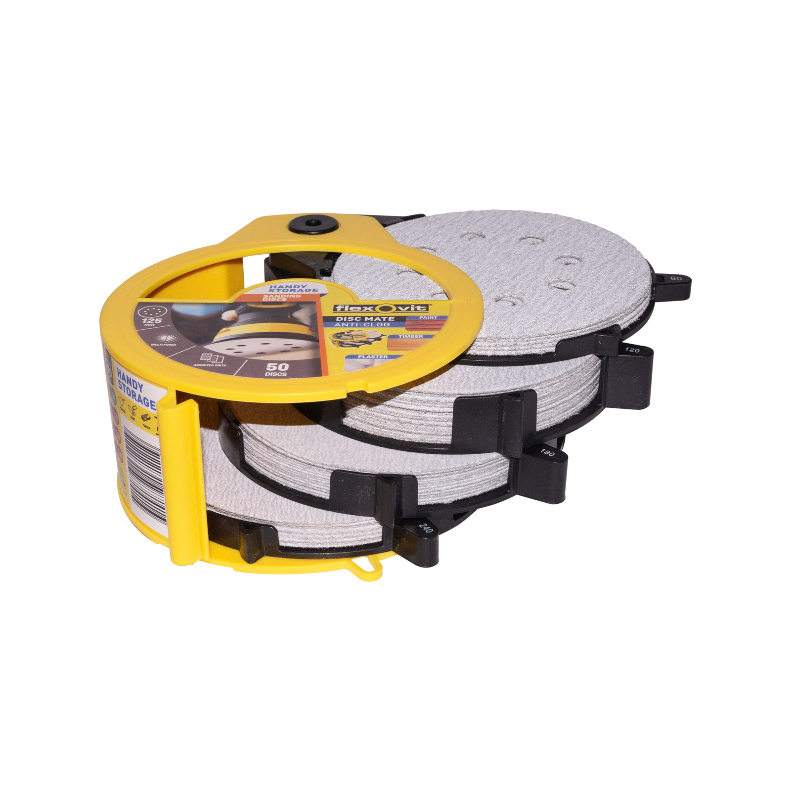 Flexovit 125mm 8 Hole Round Orbital Sandpaper Disc - 50 Pack for 125mm Sanders
