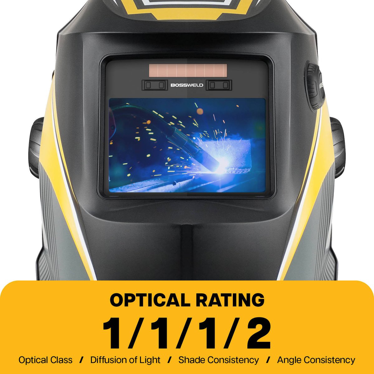 Bossweld VX-3 Flare Auto Darkening Welding Helmet, Variable Shade 4-8/9-13, 100 x 60mm Lens