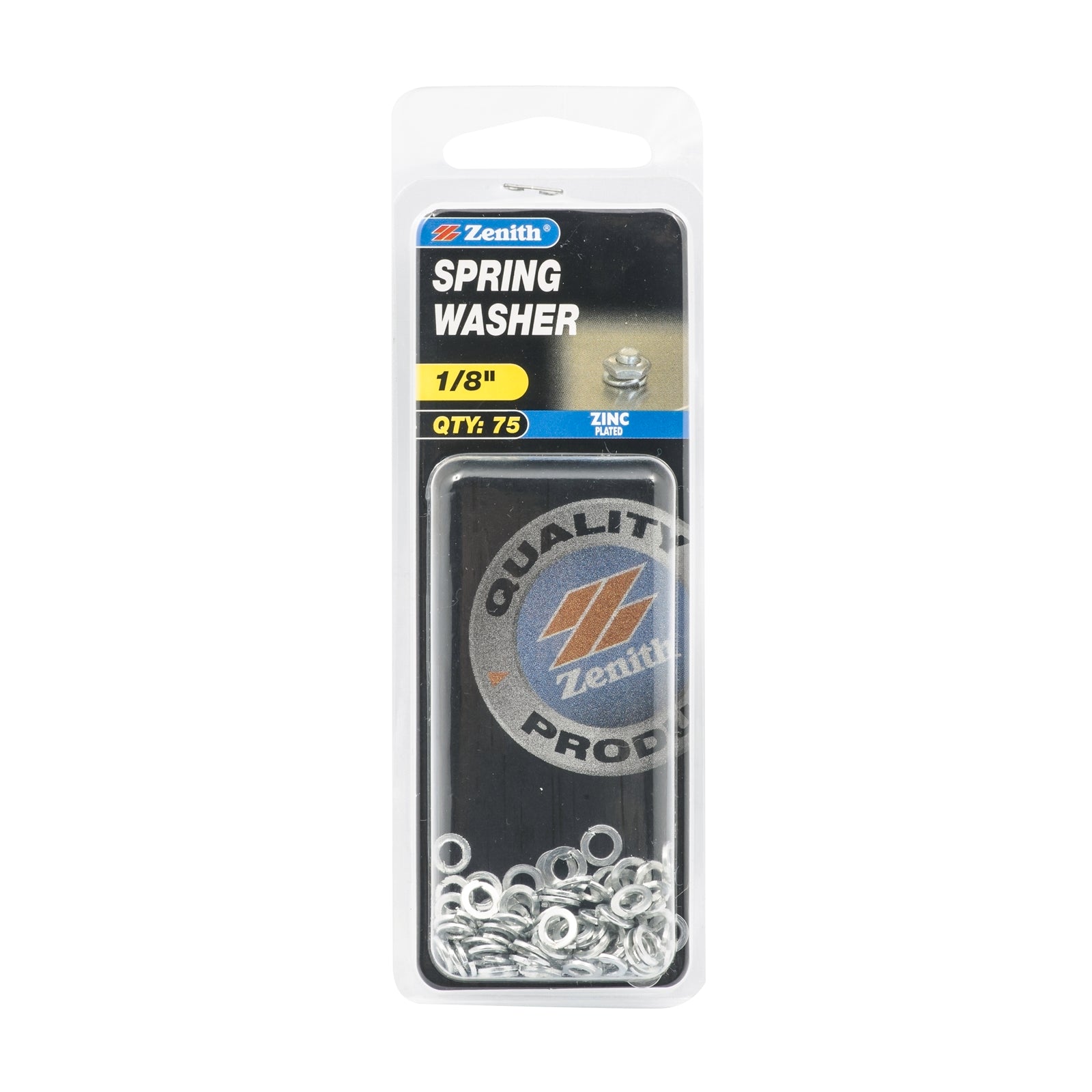 Zenith 1/8" Zinc Plated Steel Spring Washers - 75 Pack