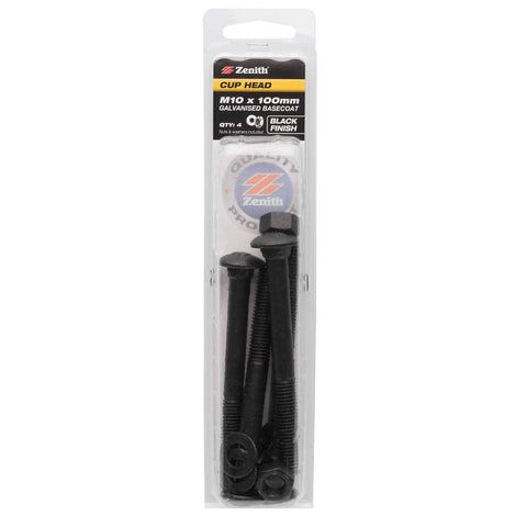 Zenith M10 x 100mm Black Cup Head Bolt - 2 Pack
