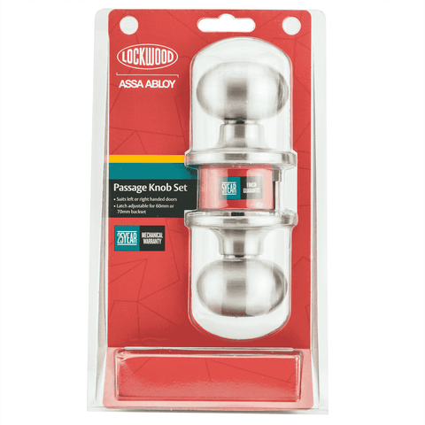 Lockwood Symmetry Passage Knob Set - Stainless Steel, Keyed, Residential