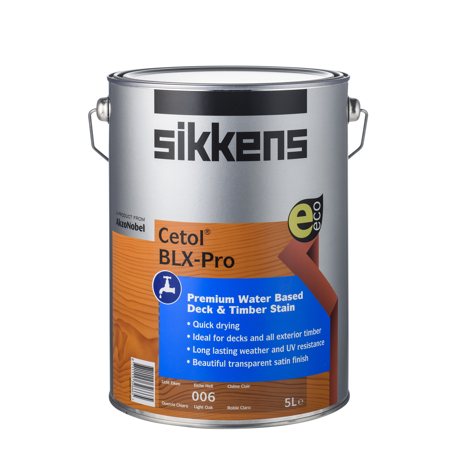 Sikkens Cetol BLX-Pro Light Oak Timber Stain 5L - Water-Based UV Resistant Satin Wood Finish