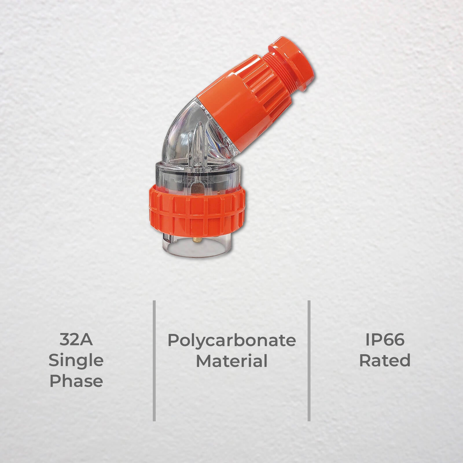 DETA 32A Single Phase 3 Pin Round Plug 3416B - Light Grey Nylon