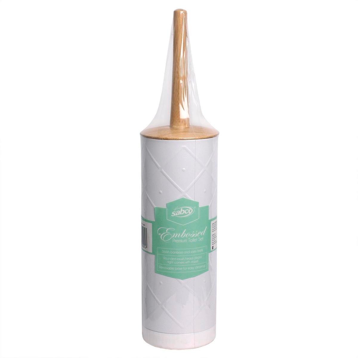 Sabco Toilet Set - 95mm x 400mm - White - Bamboo - Removable Base - SuperSaverAU - view 1