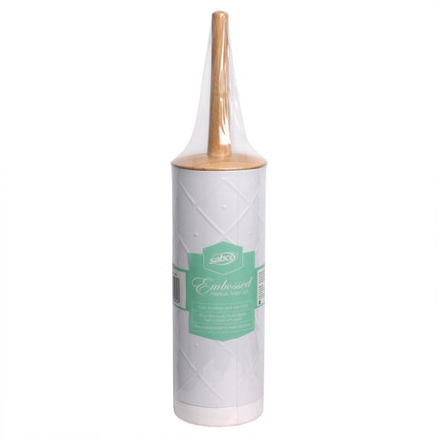 Sabco White Pressed Metal Toilet Set Bamboo Handle