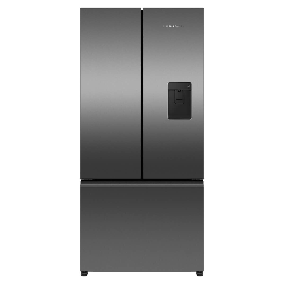 Fisher & Paykel 511L French Door Fridge - Black Stainless Steel, Ice and Water Dispenser - RF505ANUB1