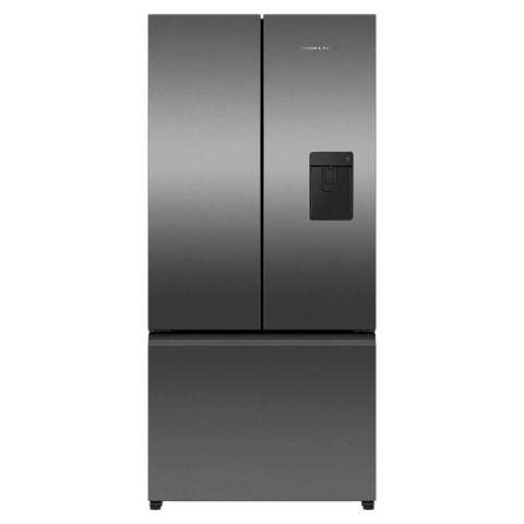 Fisher & Paykel 511L French Door Fridge - Black Stainless Steel, Ice and Water Dispenser - RF505ANUB1