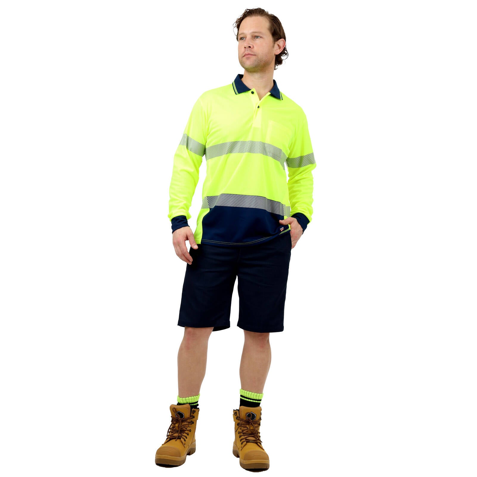 Citeco Yellow Hi Vis Long Sleeve Polo - Men's Reflective Polyester, X-Large