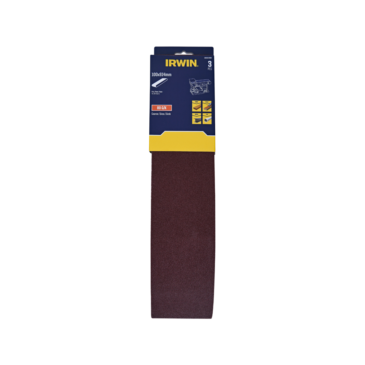 Irwin 100 x 914mm 80 Grit Sanding Belts - 3 Pack