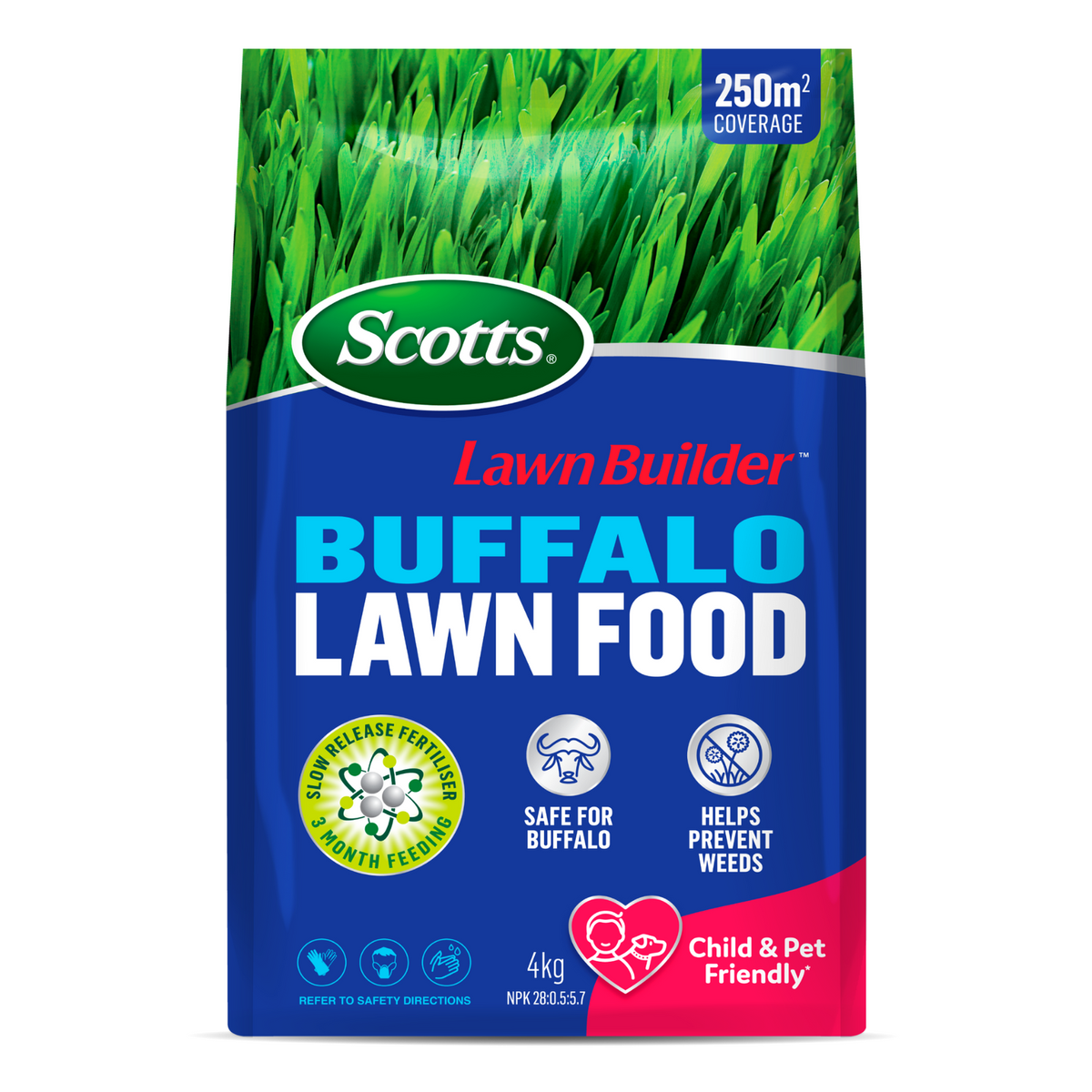 Scotts Lawn Builder Buffalo Lawn Food 4kg - Granular Slow Release, Covers 250m2