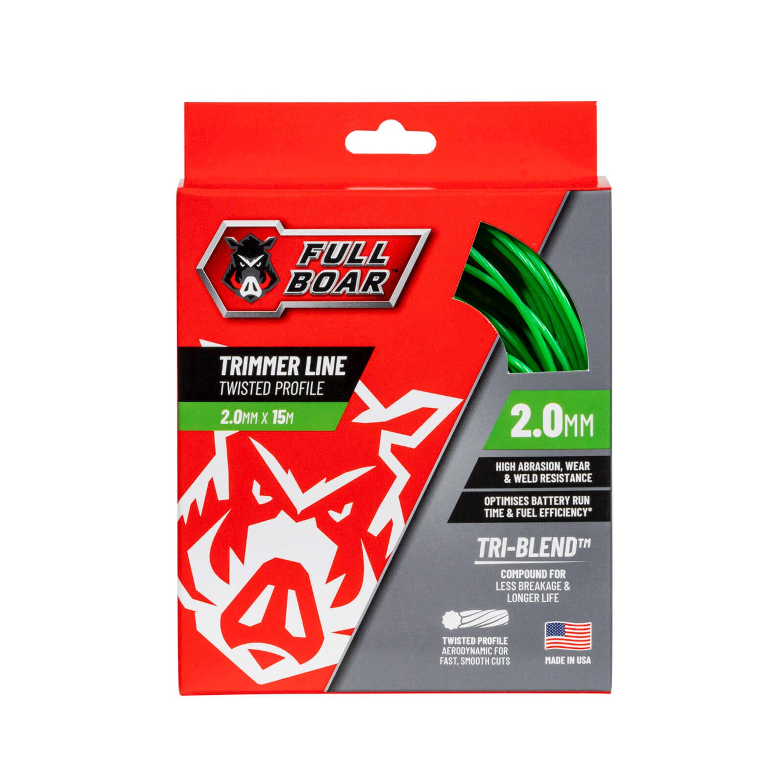 Full Boar 2.0mm x 15m Twisted Profile Trimmer Line