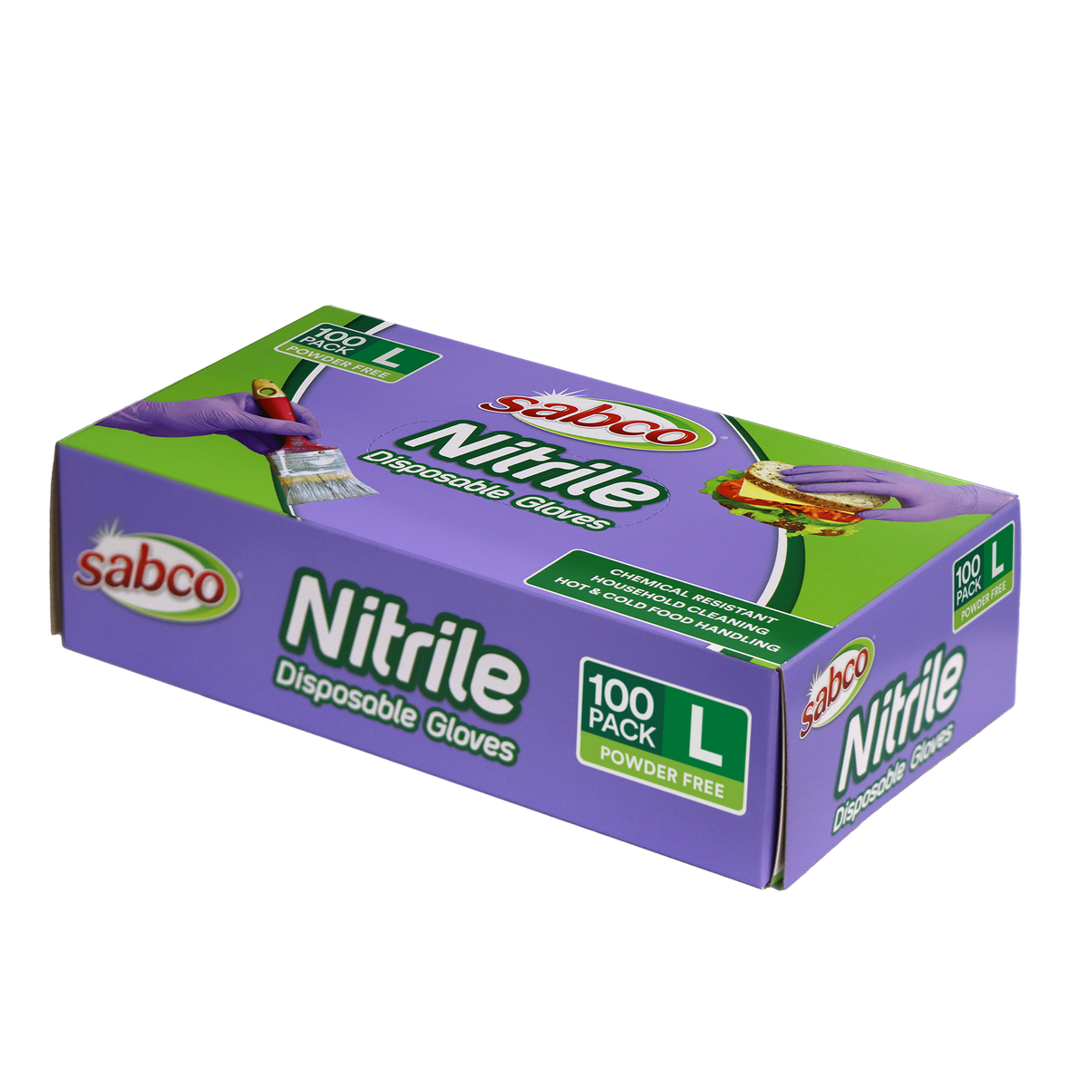 Sabco Nitrile Gloves - Large - 100 Pack - Purple - Puncture Resistant - SuperSaverAU - view 4