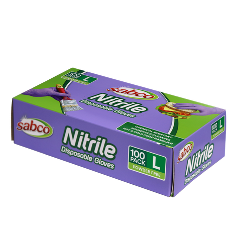 Sabco Large Purple Nitrile Disposable Gloves - 100 Pack