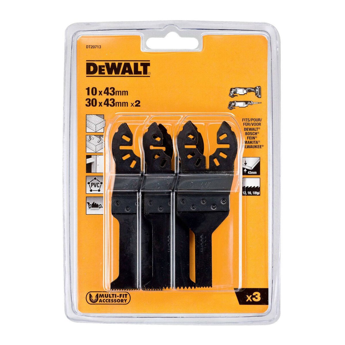 DeWALT Oscillating Multi-Tool Wood & Nails Saw Blade 3pc Set DT20713-QZ