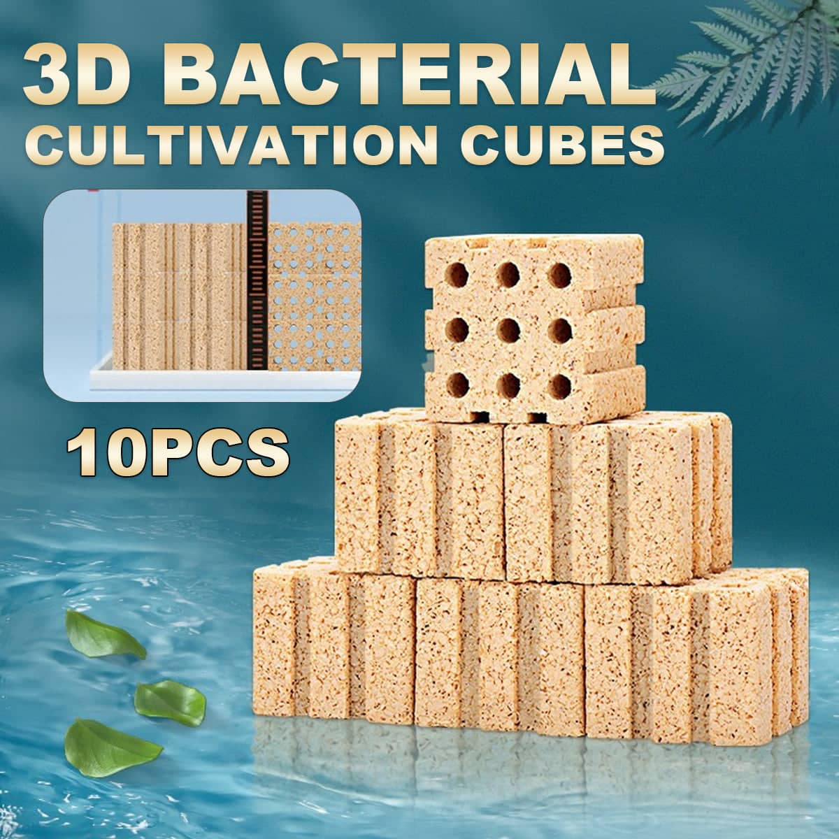 3D Bacterial Cultivation Cubes for Aquarium Bio Filter Media, Pack of 10