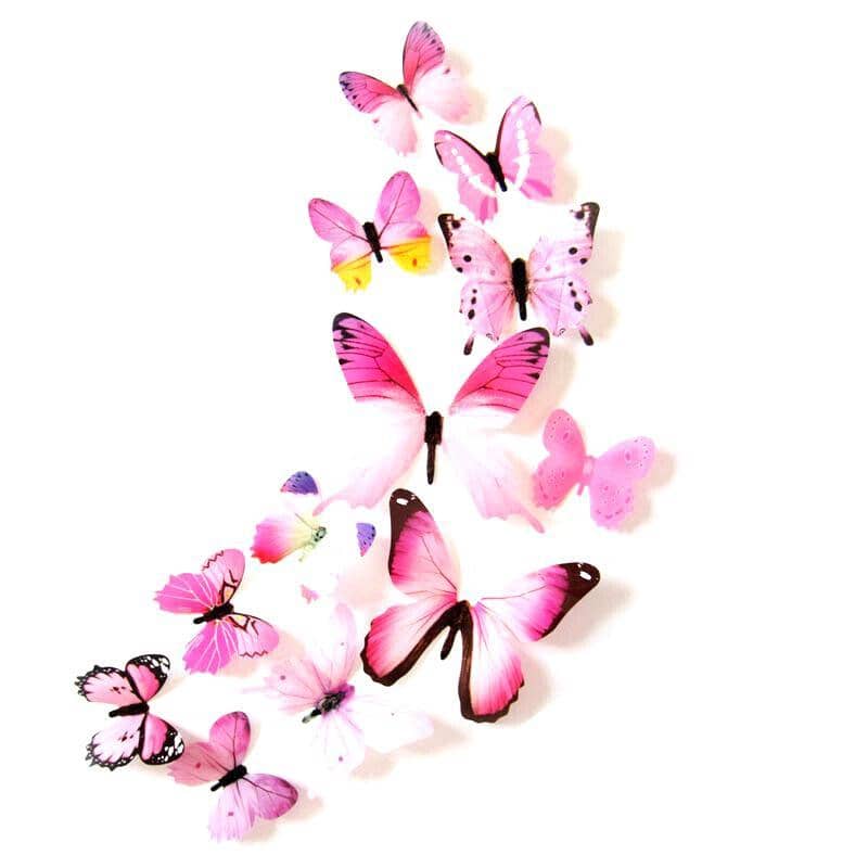 3D Butterfly Wall Stickers Removable Decals - Style 7504, Pack of 12