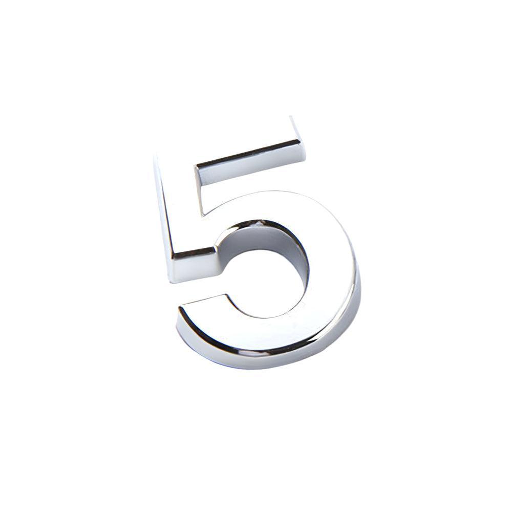 3D Chrome Car Number Badge Self-Adhesive Emblem - Number 5