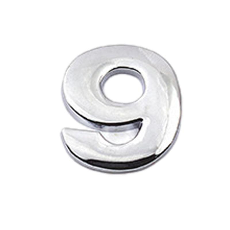 3D Chrome Car Number Badge Self-Adhesive Emblem - Number 9