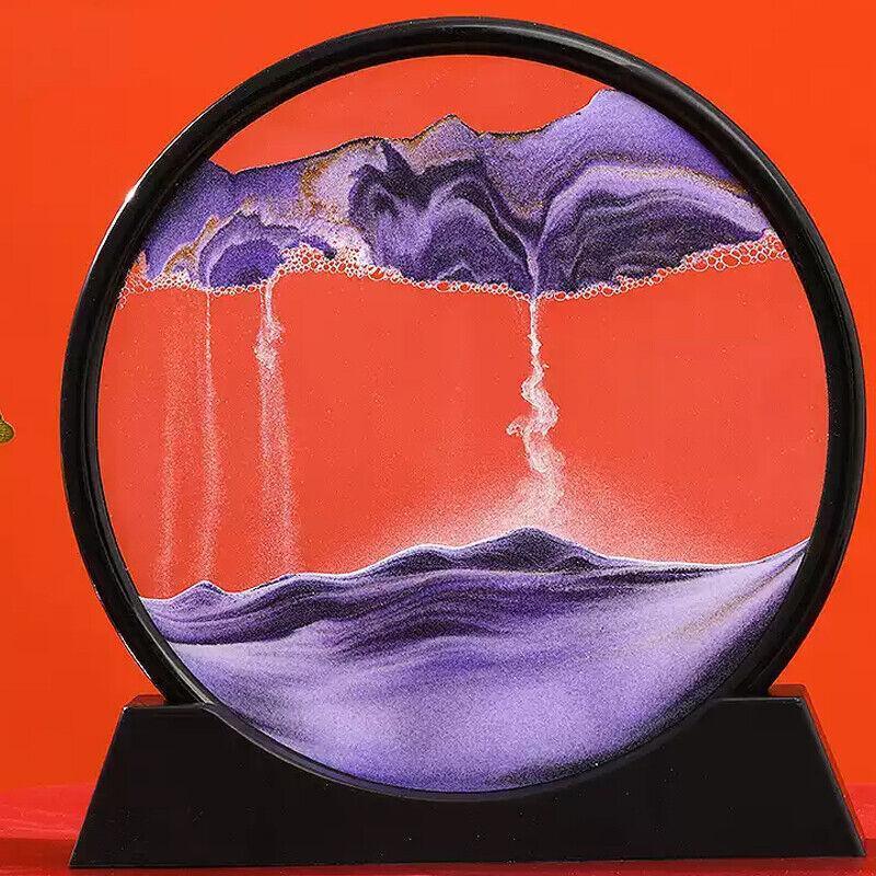 3D Deep Sea Moving Sand Art Picture Round Glass Quicksand Painting - Purple - view 13